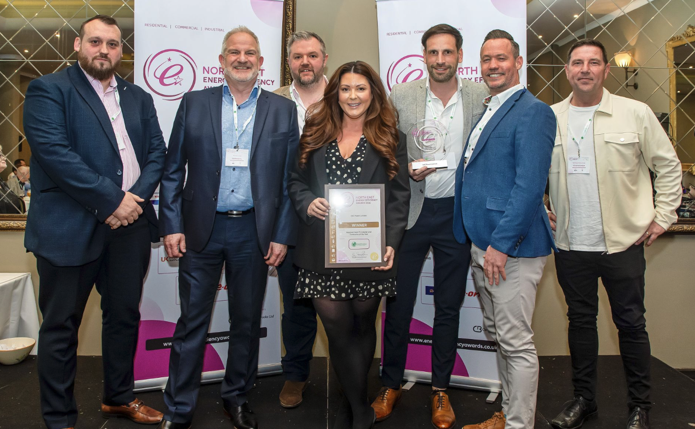 The GEC Power team receiving the North East Solar PV Installer and Contractor of the Year award in 2026
